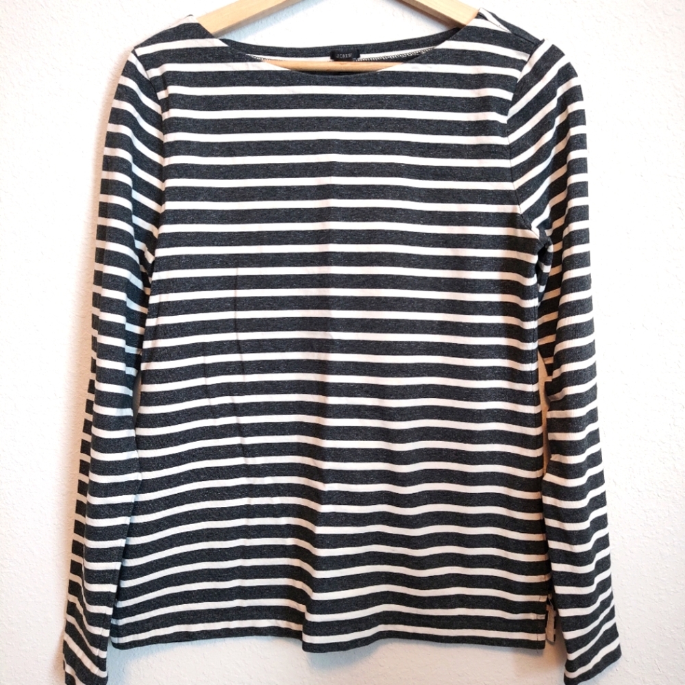 J.Crew Striped Blouse Basic Cotton Top Small S to Medium M Shirt Stripe